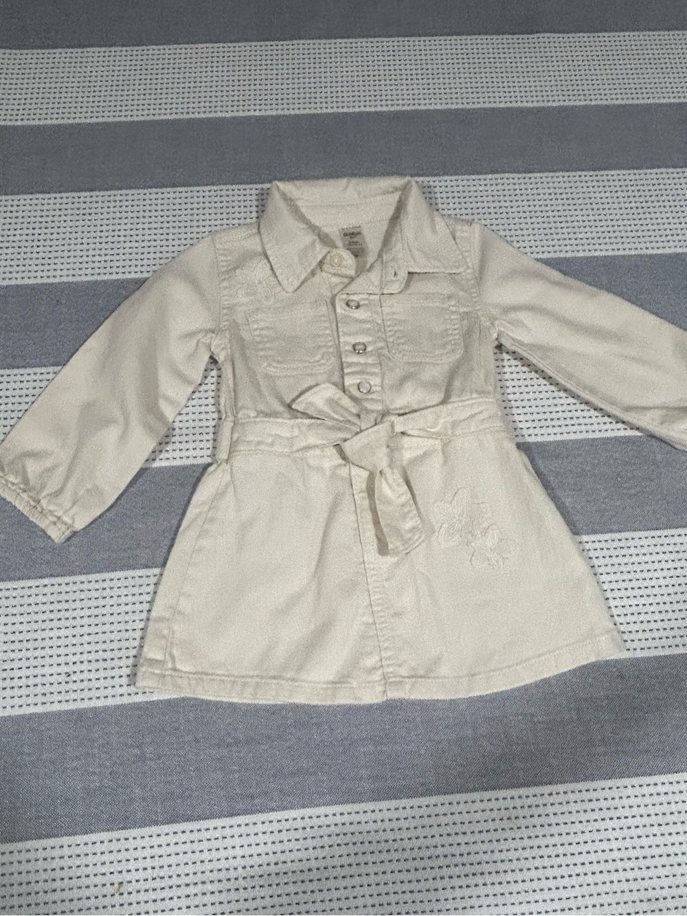 OshKosh B'gosh Cream Button-Front Dress with Waist Tie